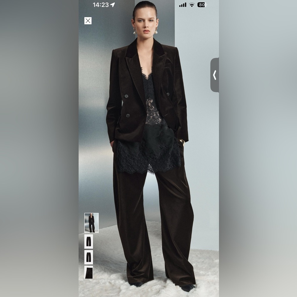 Zara ZW Collection Velvet Tapered Pants